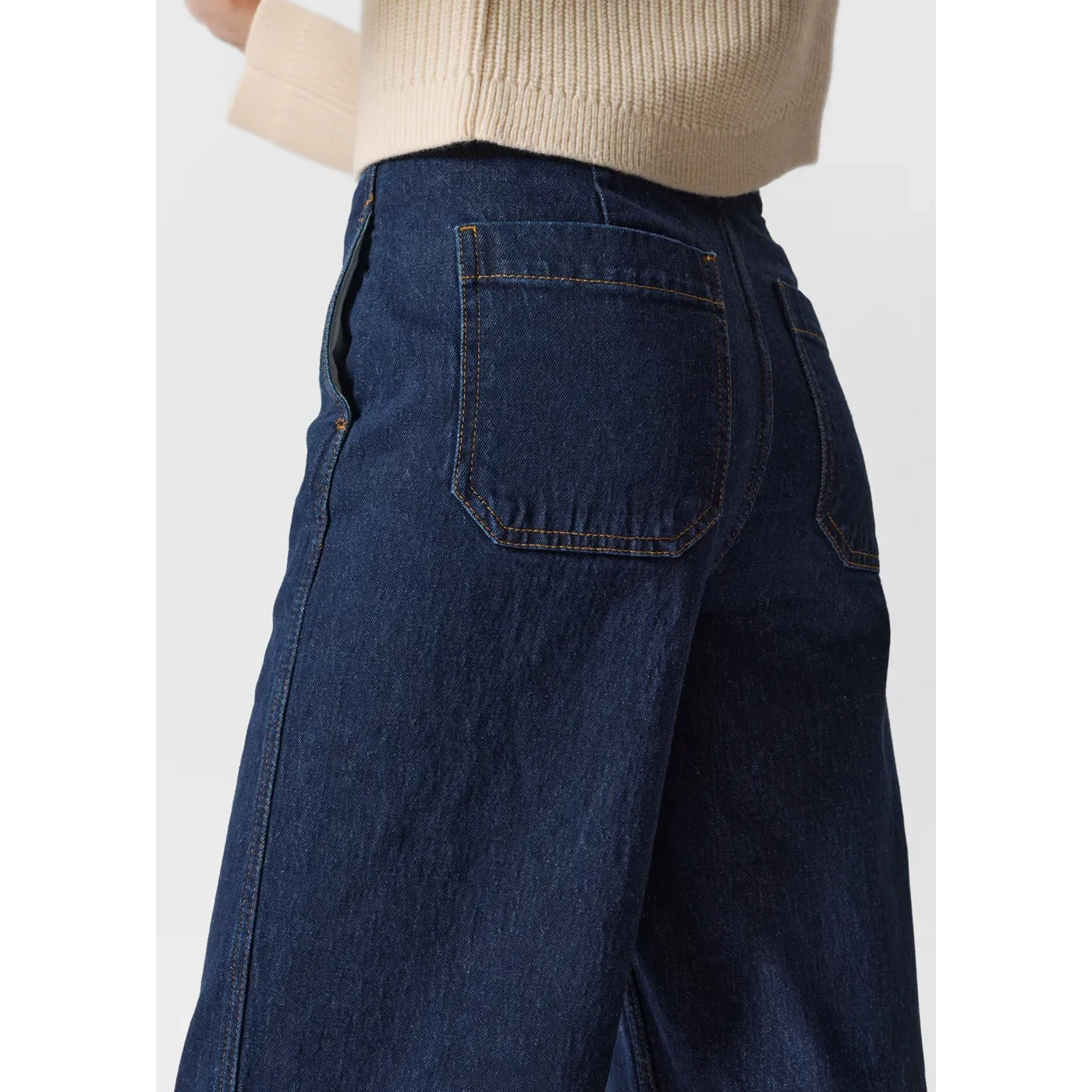 Dark Blue Wide Leg High Waist Jeans