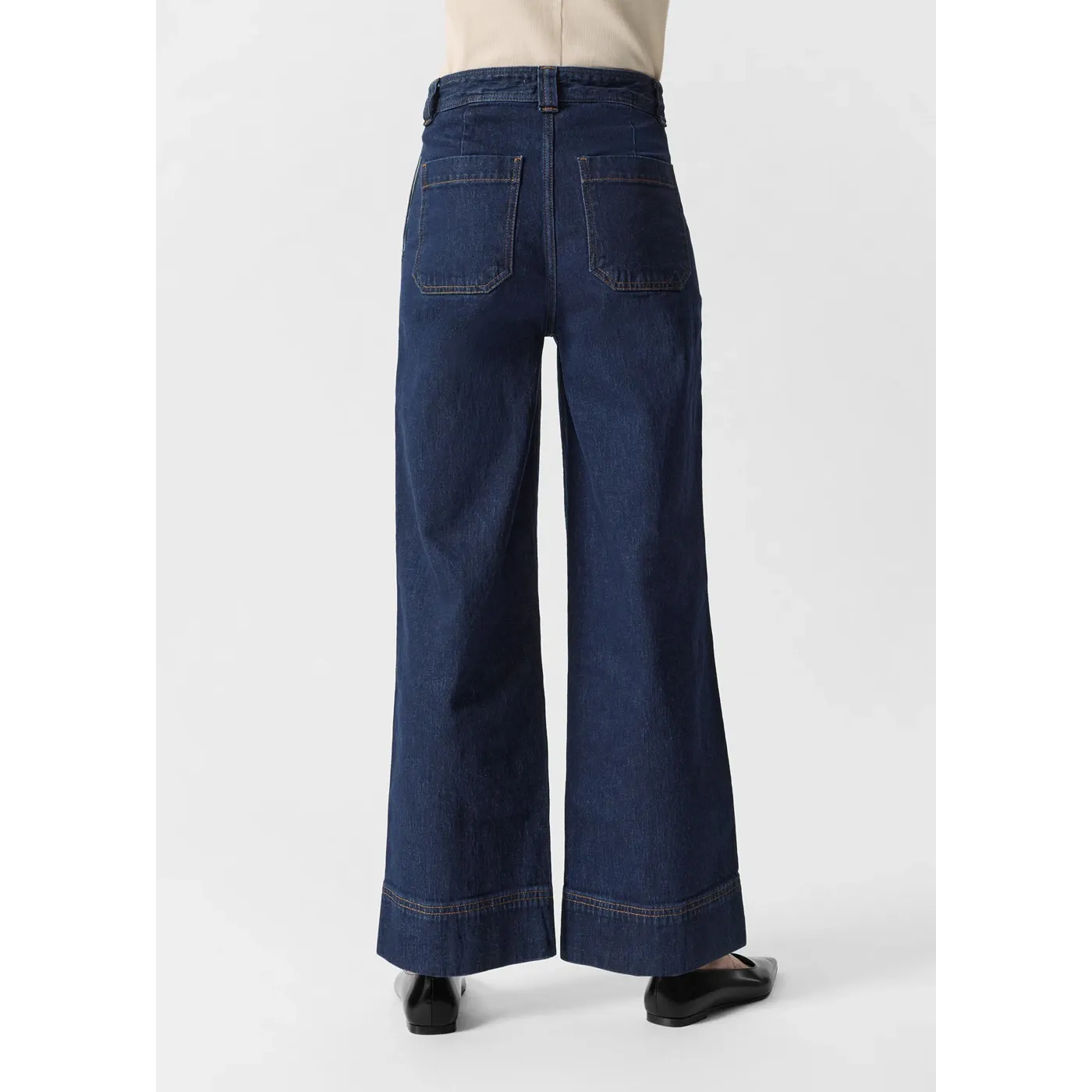 Dark Blue Wide Leg High Waist Jeans