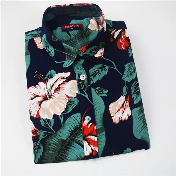 Dioufond 5XL Floral Blouse Summer Shirt Women Fruit Long Sleeve Tops Cotton Shirts Pink White Blouses Blusas Femininas 2016 New