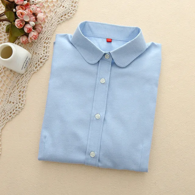 EYM Brand New Women Blouses Shirts Oxford Cotton Long Sleeve Ladies White Casual Shirt Plus Size Blouses Female Clothing Tops