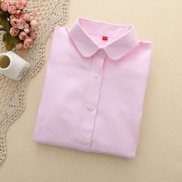 EYM Brand New Women Blouses Shirts Oxford Cotton Long Sleeve Ladies White Casual Shirt Plus Size Blouses Female Clothing Tops