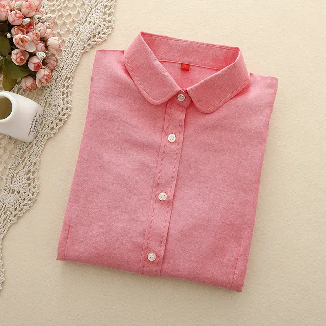 EYM Brand New Women Blouses Shirts Oxford Cotton Long Sleeve Ladies White Casual Shirt Plus Size Blouses Female Clothing Tops