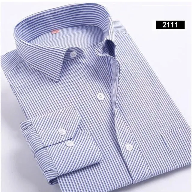 Fashion New 2017 Men Shirts Male Striped Formal Dress Shirt  Long Sleeve Mens Brand Casual Shirts Plus Big Size US Size 5XL 6XL