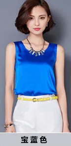 Fashion Tank Top Summer Casual Chiffon Bright Silk Sleeveless Vest All-match Female T-shirts for Women Plus Size Solid 14 Color