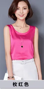 Fashion Tank Top Summer Casual Chiffon Bright Silk Sleeveless Vest All-match Female T-shirts for Women Plus Size Solid 14 Color