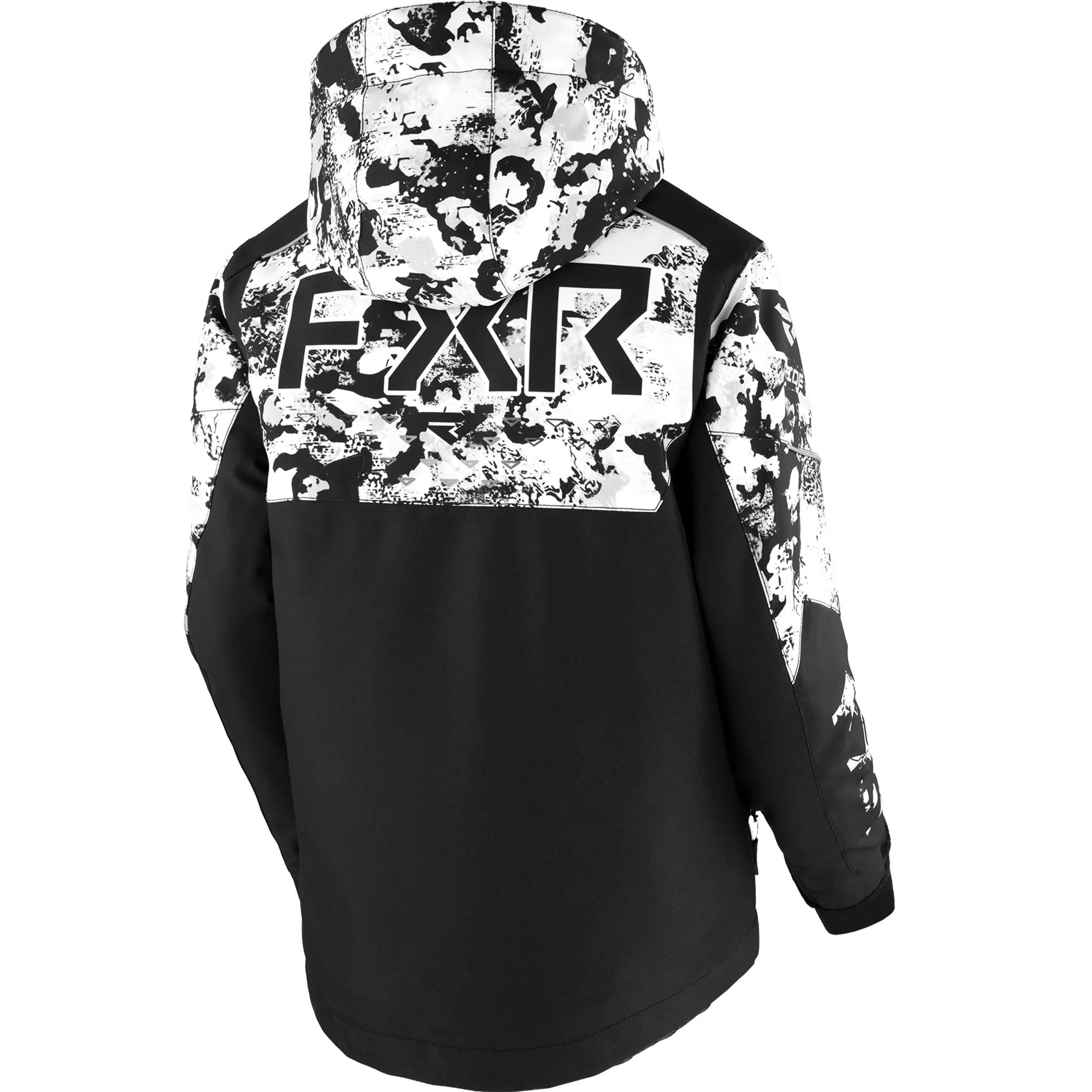 FXR Youth Helium Snowmobile Jacket Black/White Camo