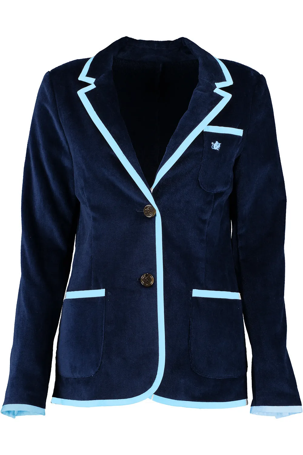 Girls Navy Terry Cloth Toweling Blazer (available in 3 trim color options)