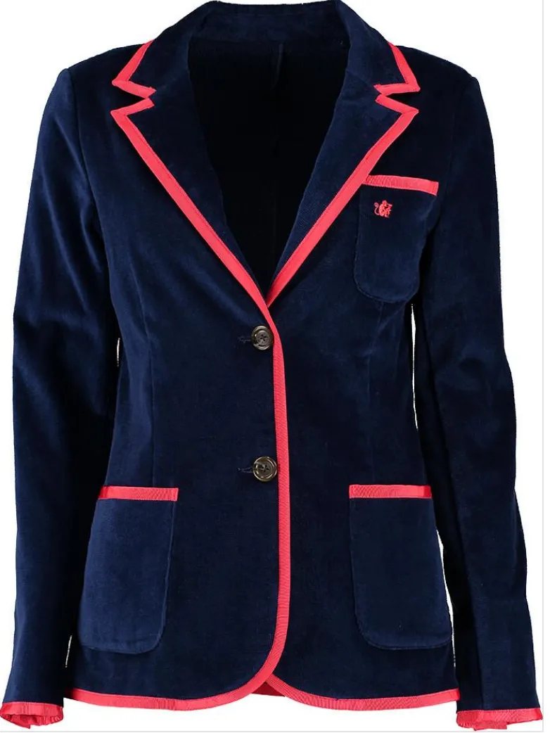 Girls Navy Terry Cloth Toweling Blazer (available in 3 trim color options)