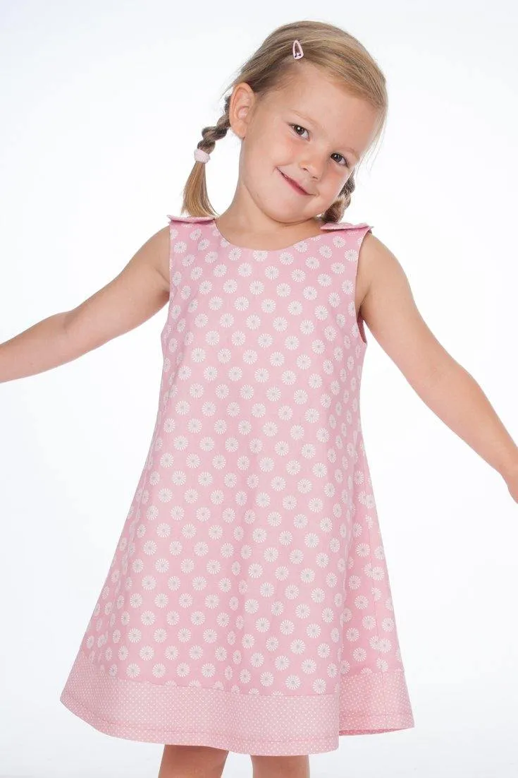 Girls pinafore dress pattern w. hem   buttons ebook pdf STEFFI by Patternforkids