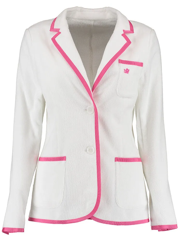 Girls White Terry Cloth Toweling Blazer (available in 2 trim color options)