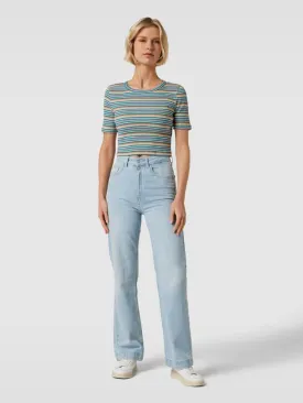 Jake*s Casual Striped Crop T-Shirt, Blue