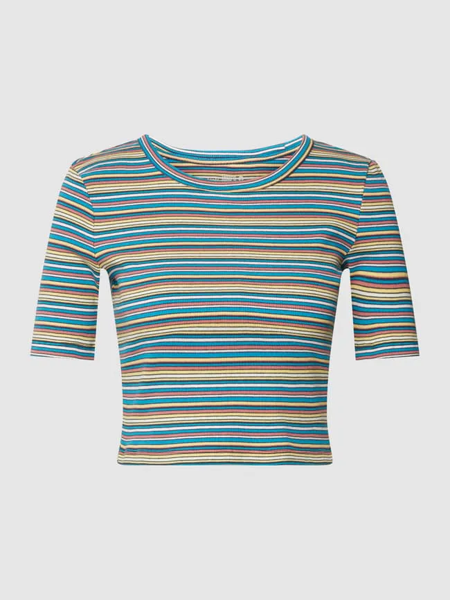 Jake*s Casual Striped Crop T-Shirt, Blue