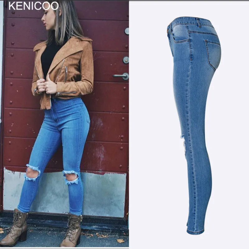 Jeans for women high waist Ripped jeans Skinny Hole Denim Pencil Pants Stretch  jeans women Plus Size Femme  Women's Trousers