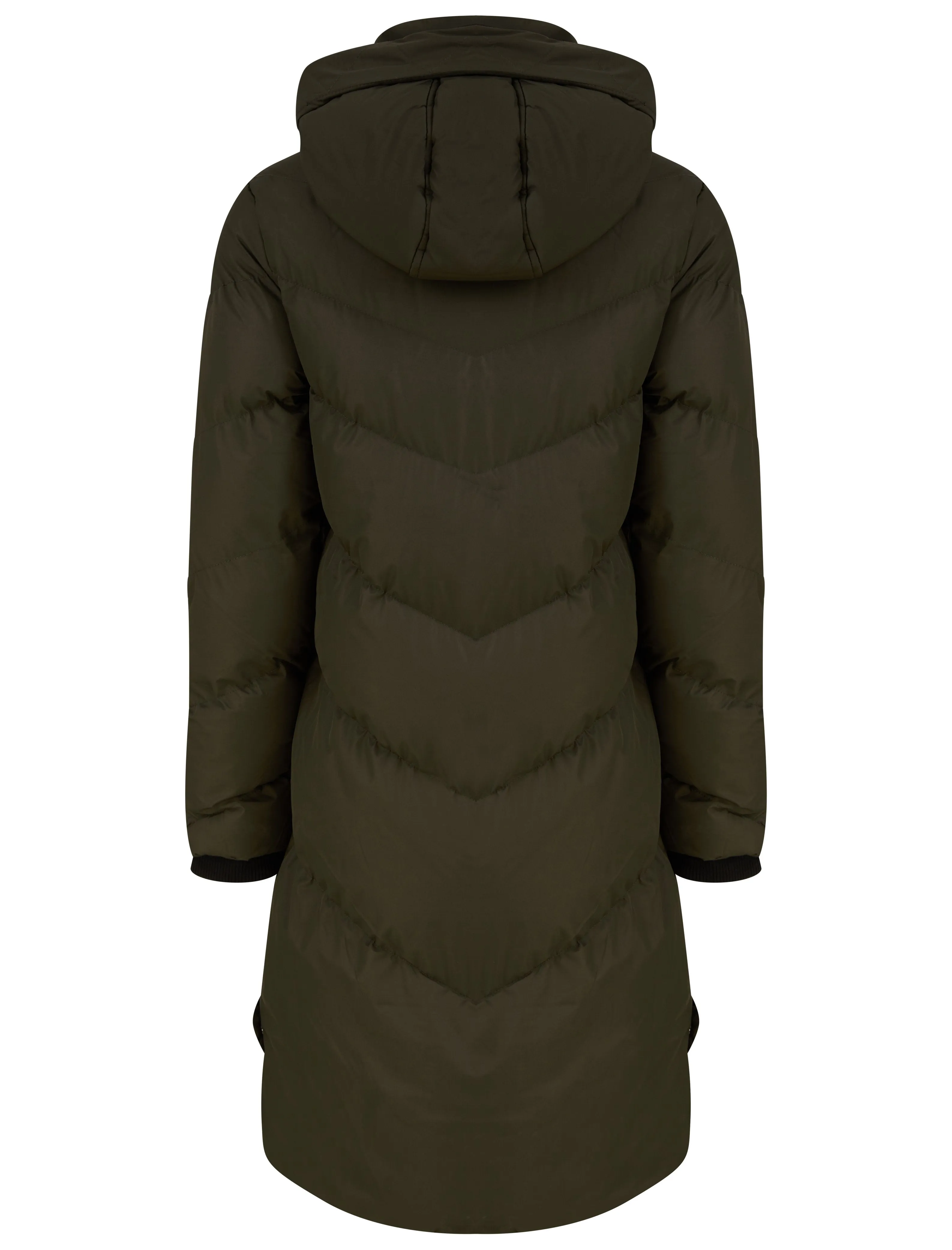 KHAKI PUFFER HOODED  COAT