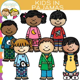 Kids in Pajamas Clip Art