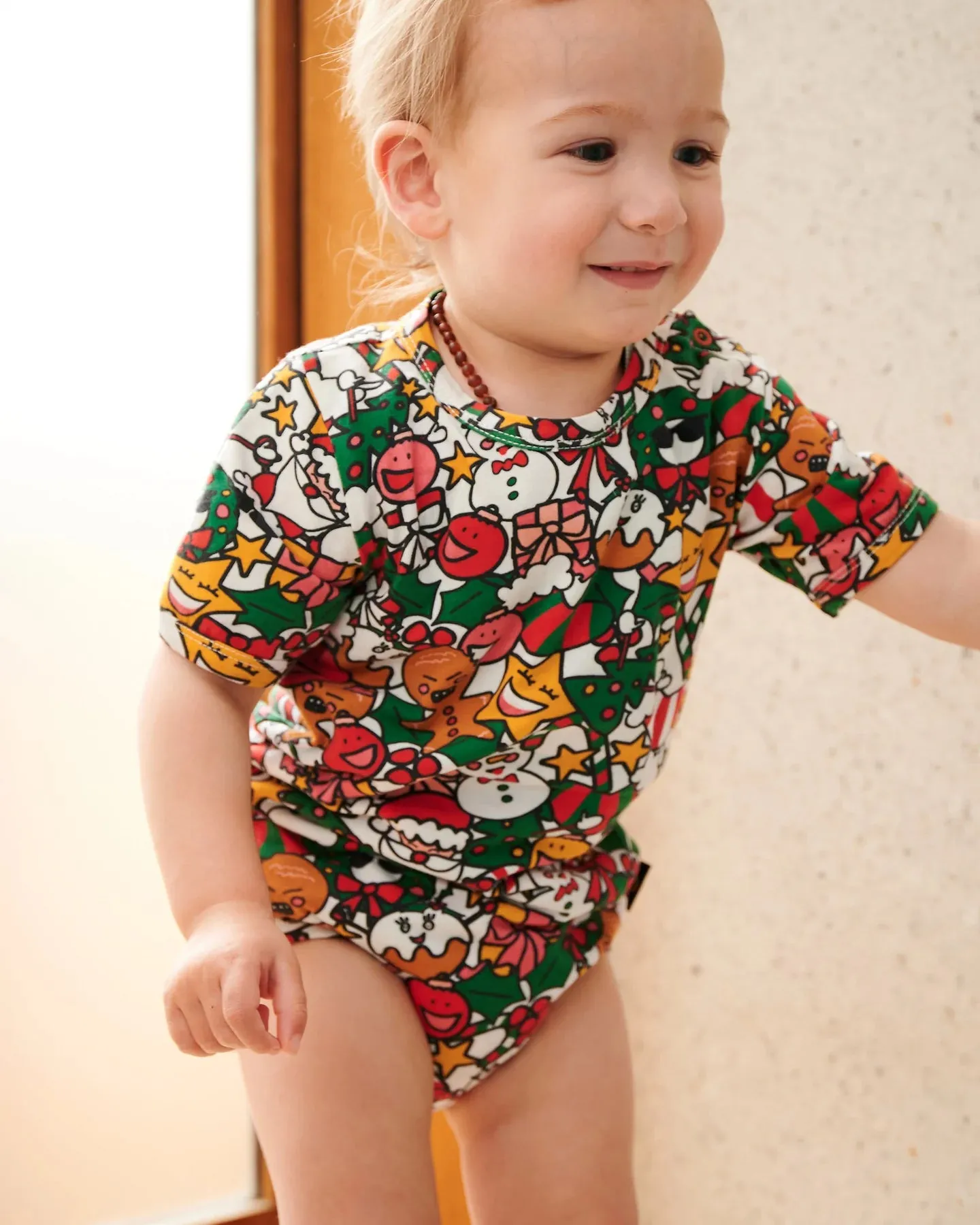 Kip & Co Christmas Party Organic Short Sleeve Romper