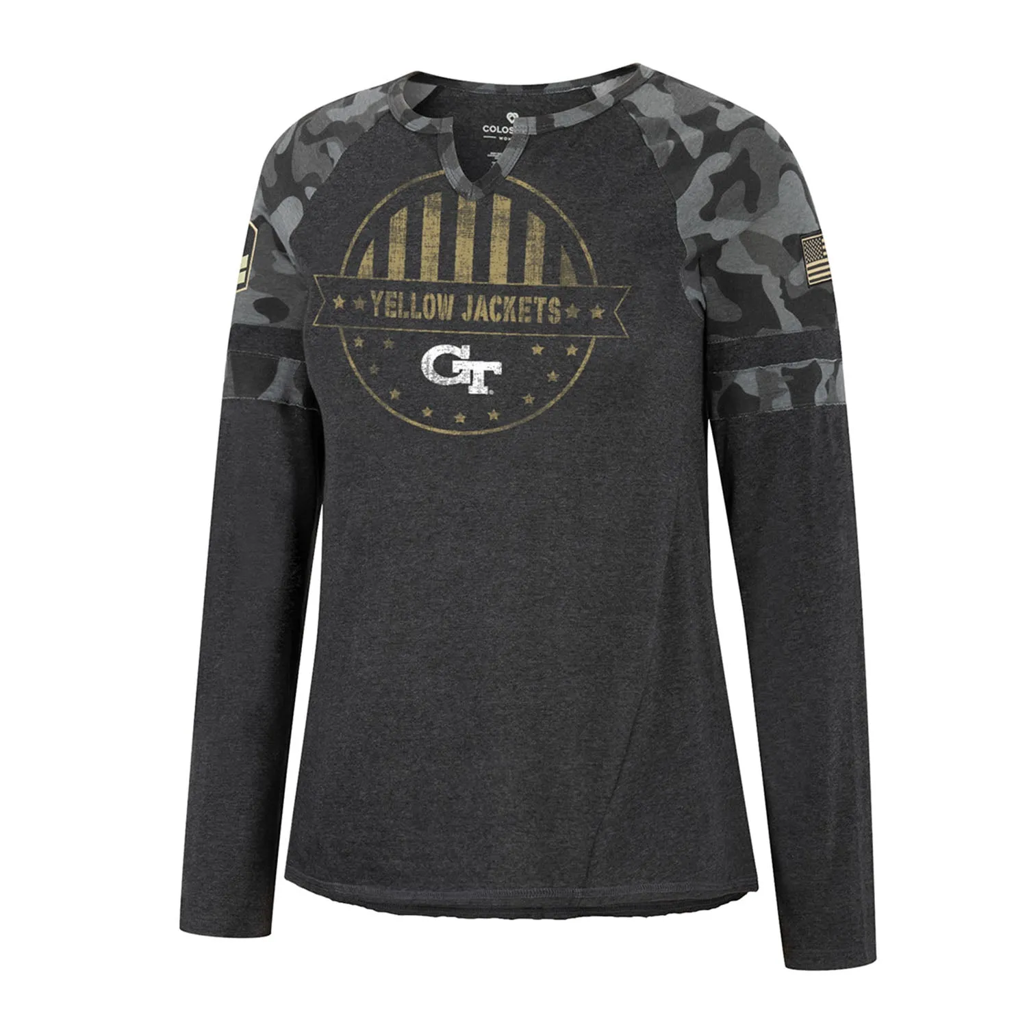 Ladies Georgia Tech Yellow Jackets Notch Long Sleeve Grey T-Shirt