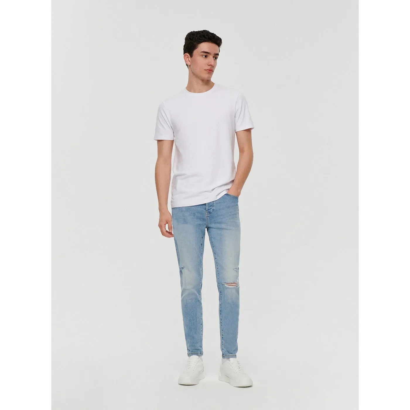 Light Blue Skinny Fit Ripped Jeans