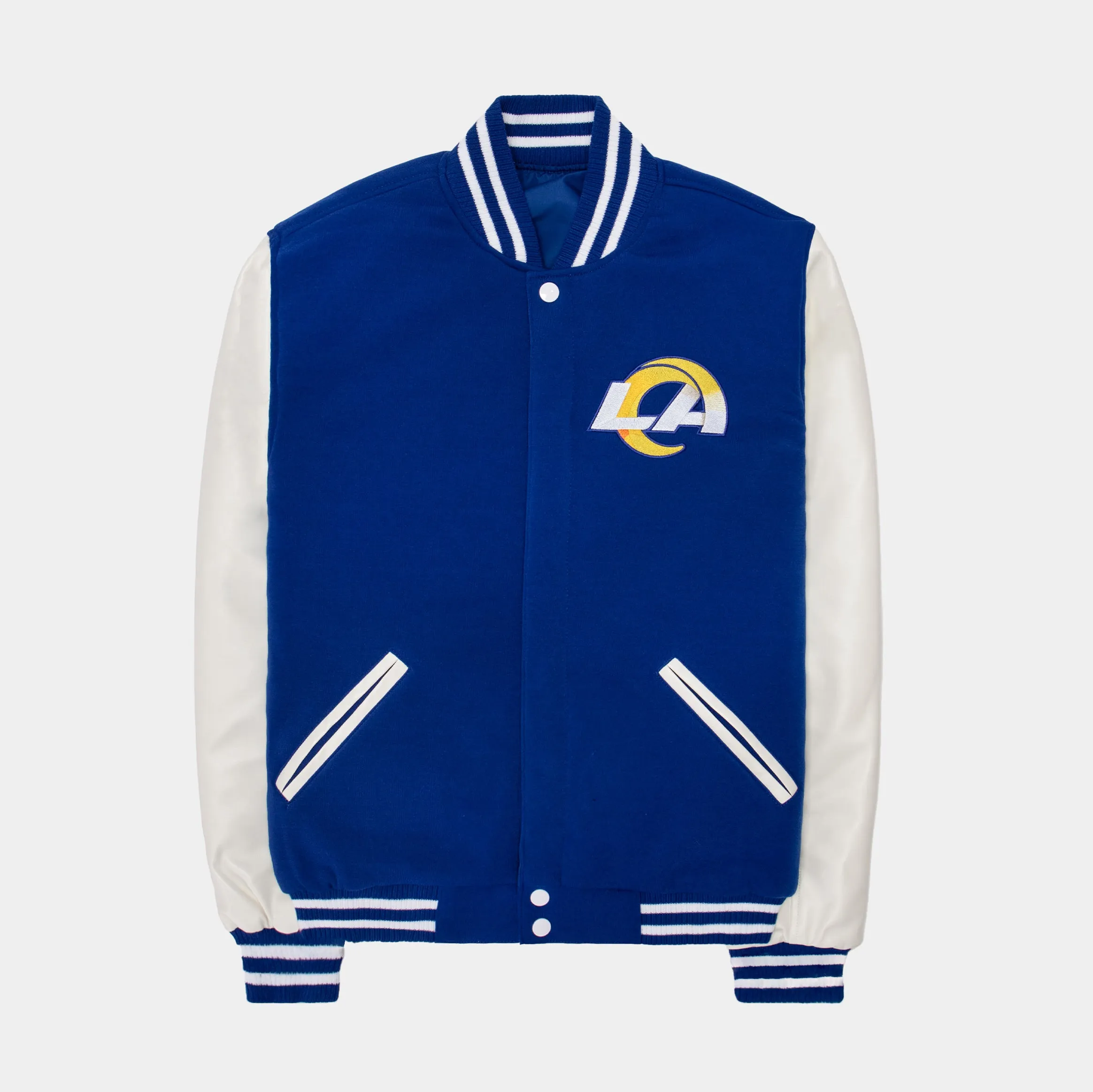 Los Angeles Rams Reversible Letterman Mens Jacket (Blue)