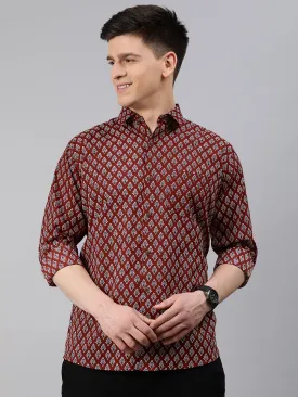 Maroon Cotton Full Sleeves Shirts For Men-Mmf0228