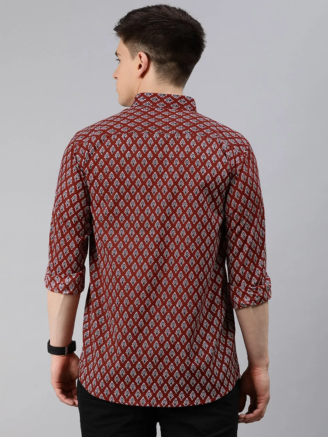 Maroon Cotton Full Sleeves Shirts For Men-Mmf0228