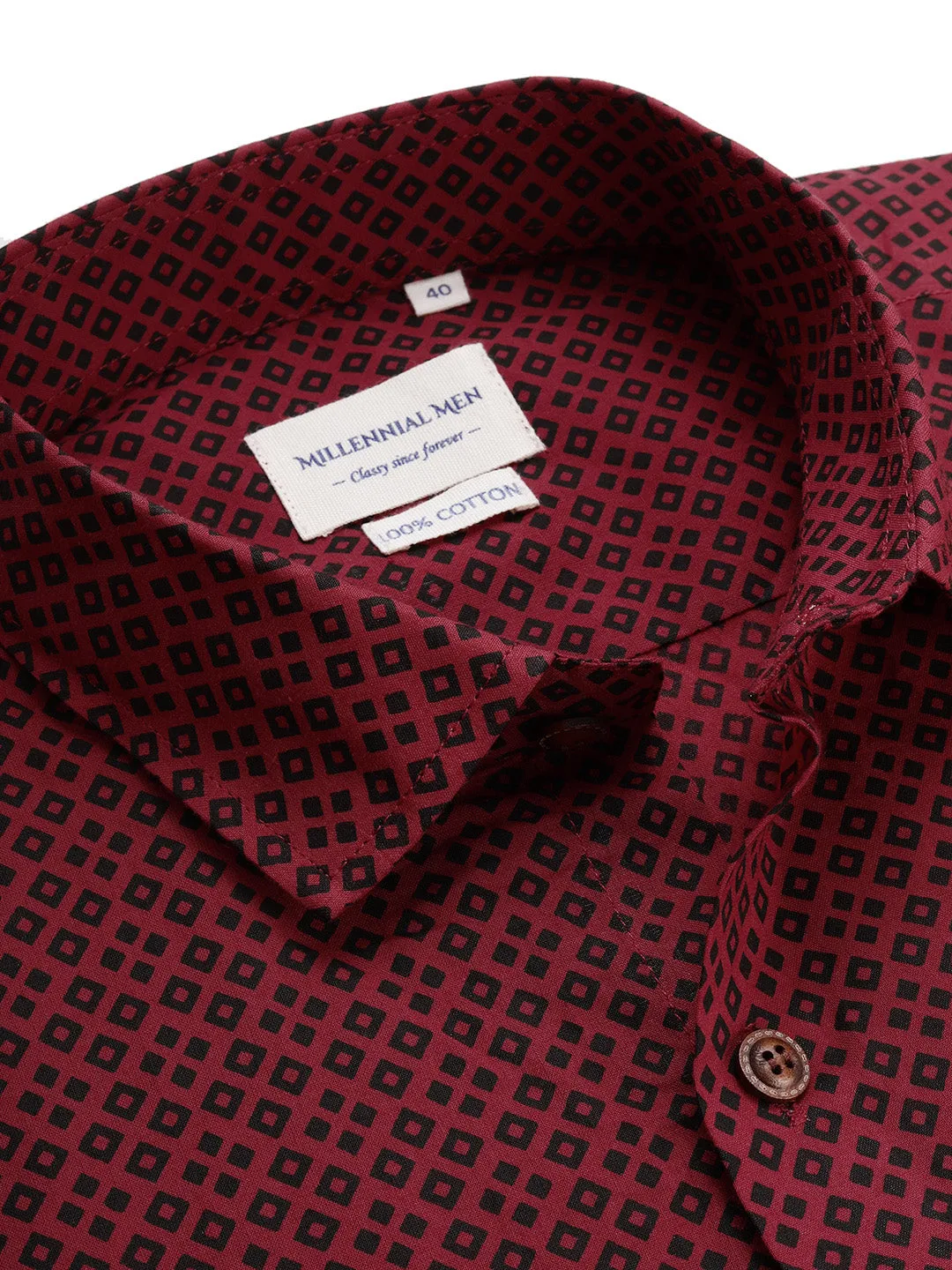 Maroon Cotton Full Sleeves Shirts For Men-Mmf028