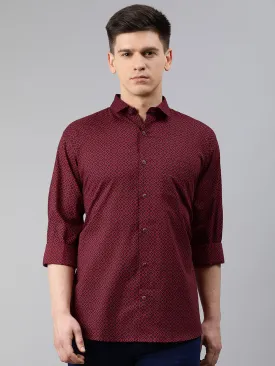 Maroon Cotton Full Sleeves Shirts For Men-Mmf028