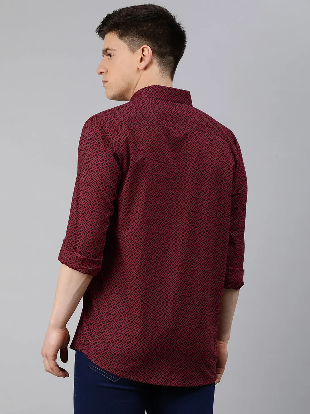 Maroon Cotton Full Sleeves Shirts For Men-Mmf028