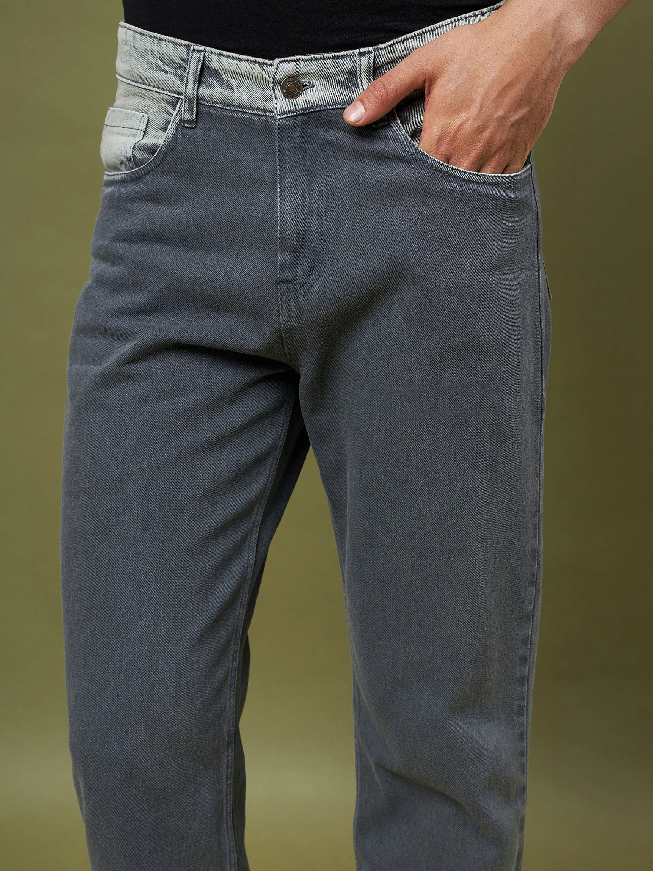 Men Charcoal Grey Relax Fit Jeans