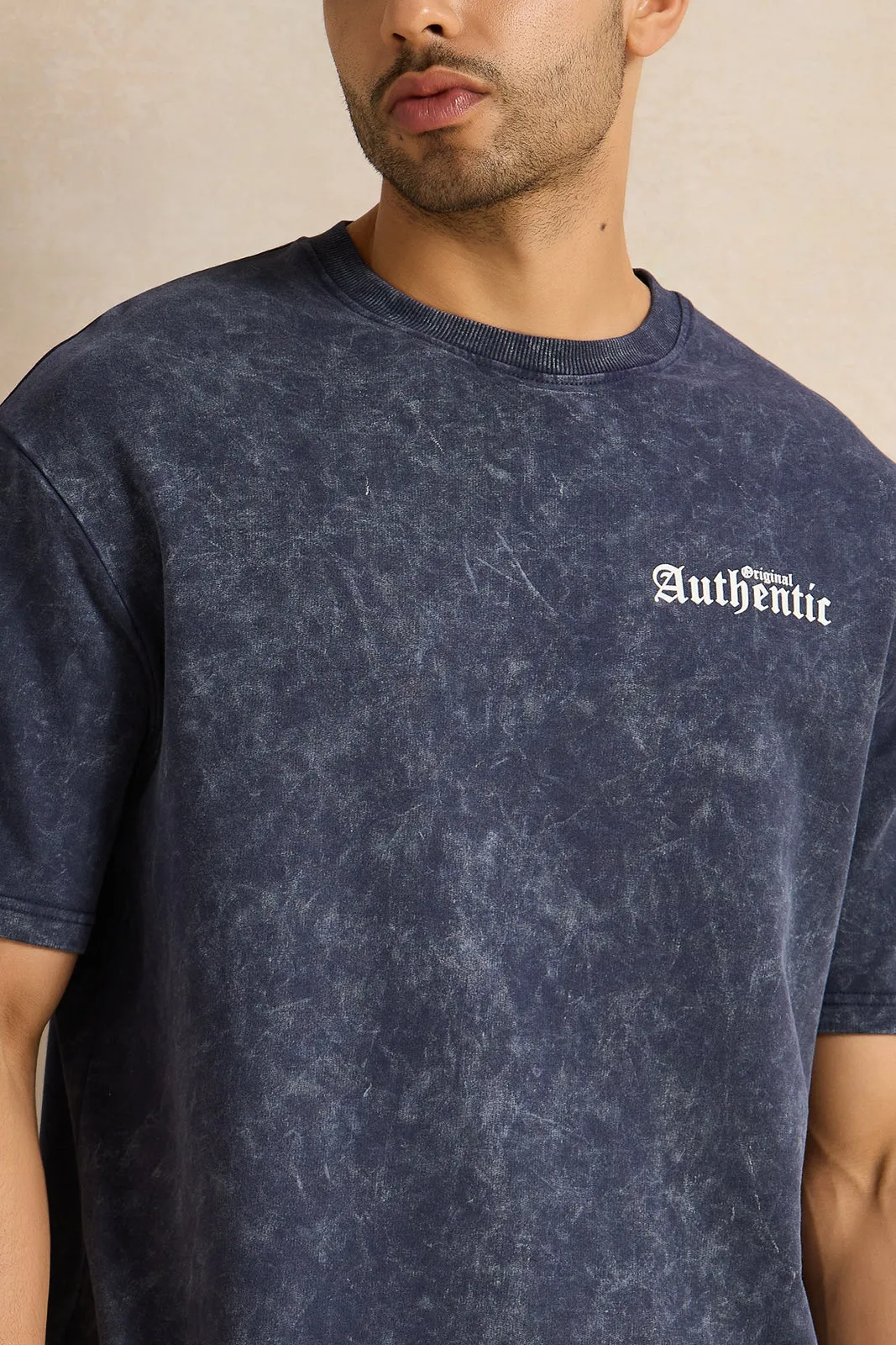 Men Indigo  Printed Lounge T-Shirt