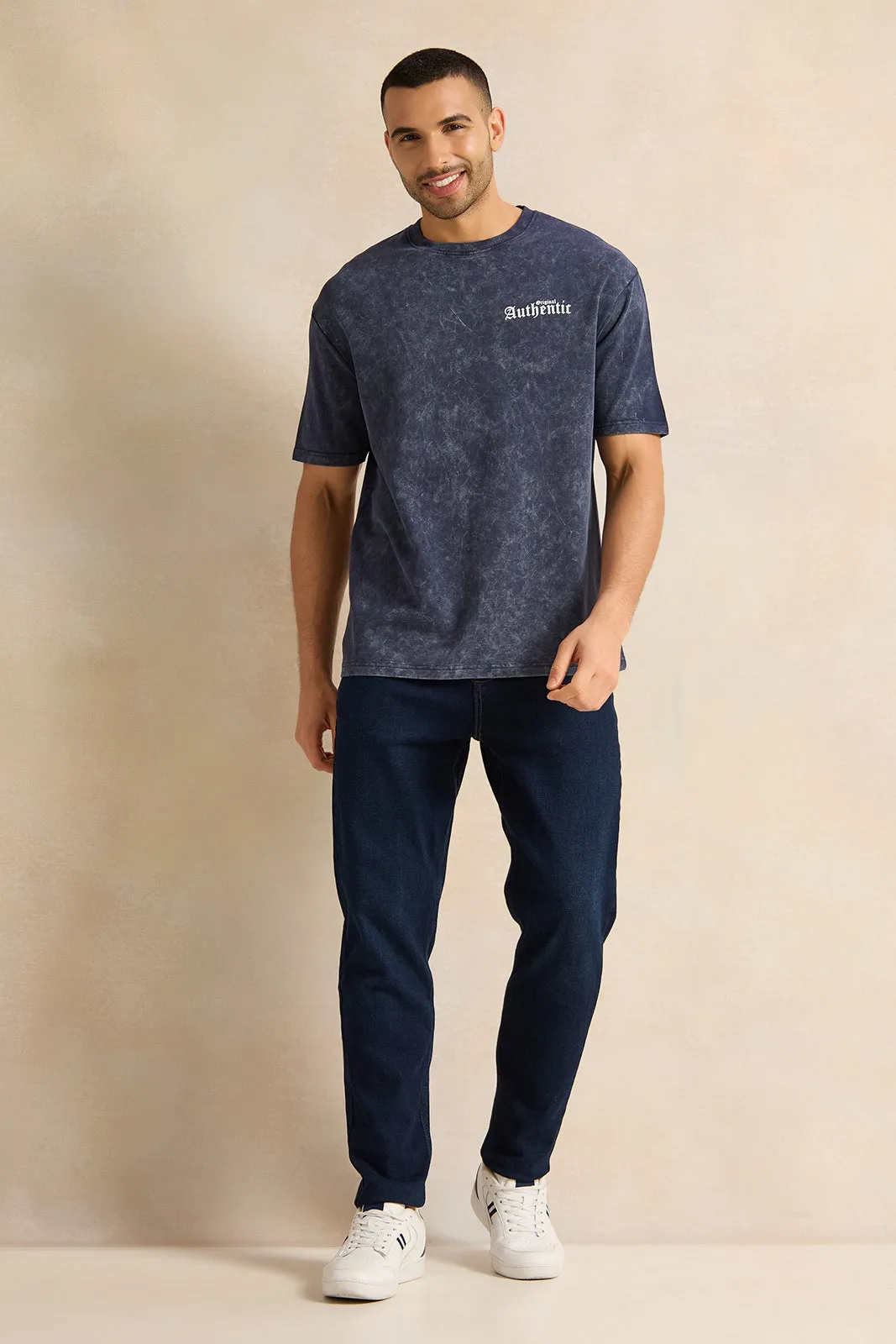 Men Indigo  Printed Lounge T-Shirt