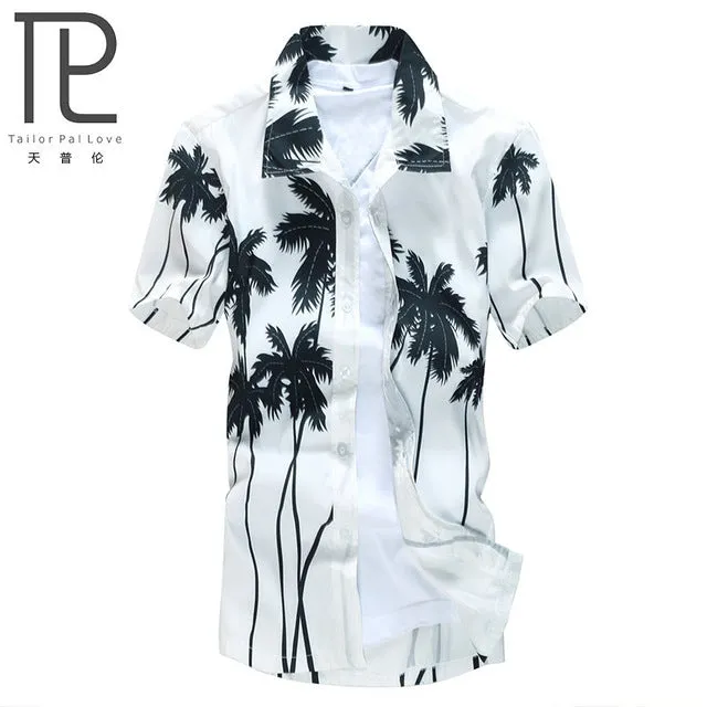 Mens Hawaiian Shirt Male Casual camisa masculina  Printed Beach Shirts Short Sleeve brand clothing Free Shipping Asian Size 4XL