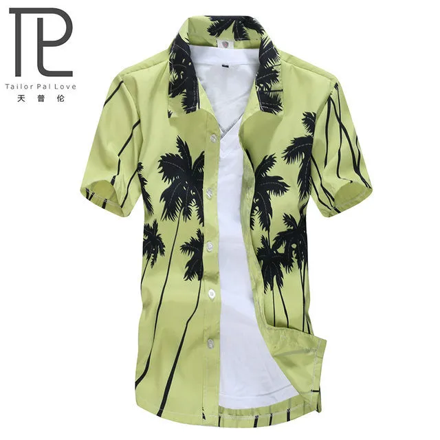 Mens Hawaiian Shirt Male Casual camisa masculina Printed Beach Shirts Short Sleeve brand clothing Free Shipping Asian Size 5XL