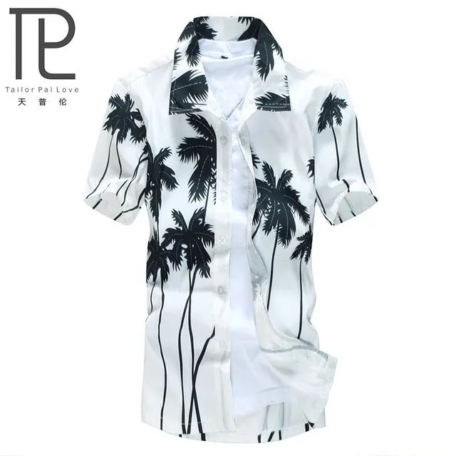 Mens Hawaiian Shirt Male Casual camisa masculina Printed Beach Shirts Short Sleeve brand clothing Free Shipping Asian Size 5XL