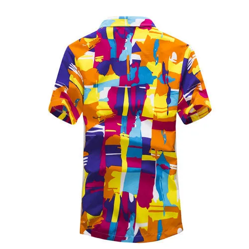 Mens Hawaiian Shirt Male Casual camisa masculina Printed Beach Shirts Short Sleeve brand clothing Free Shipping Asian Size 5XL