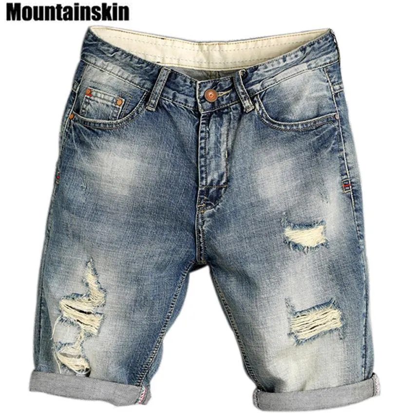 Men's Jogger Ripped Denim Shorts Hole Pop Streetwear Male Jeans Thin Fashion Brand Male Jeans