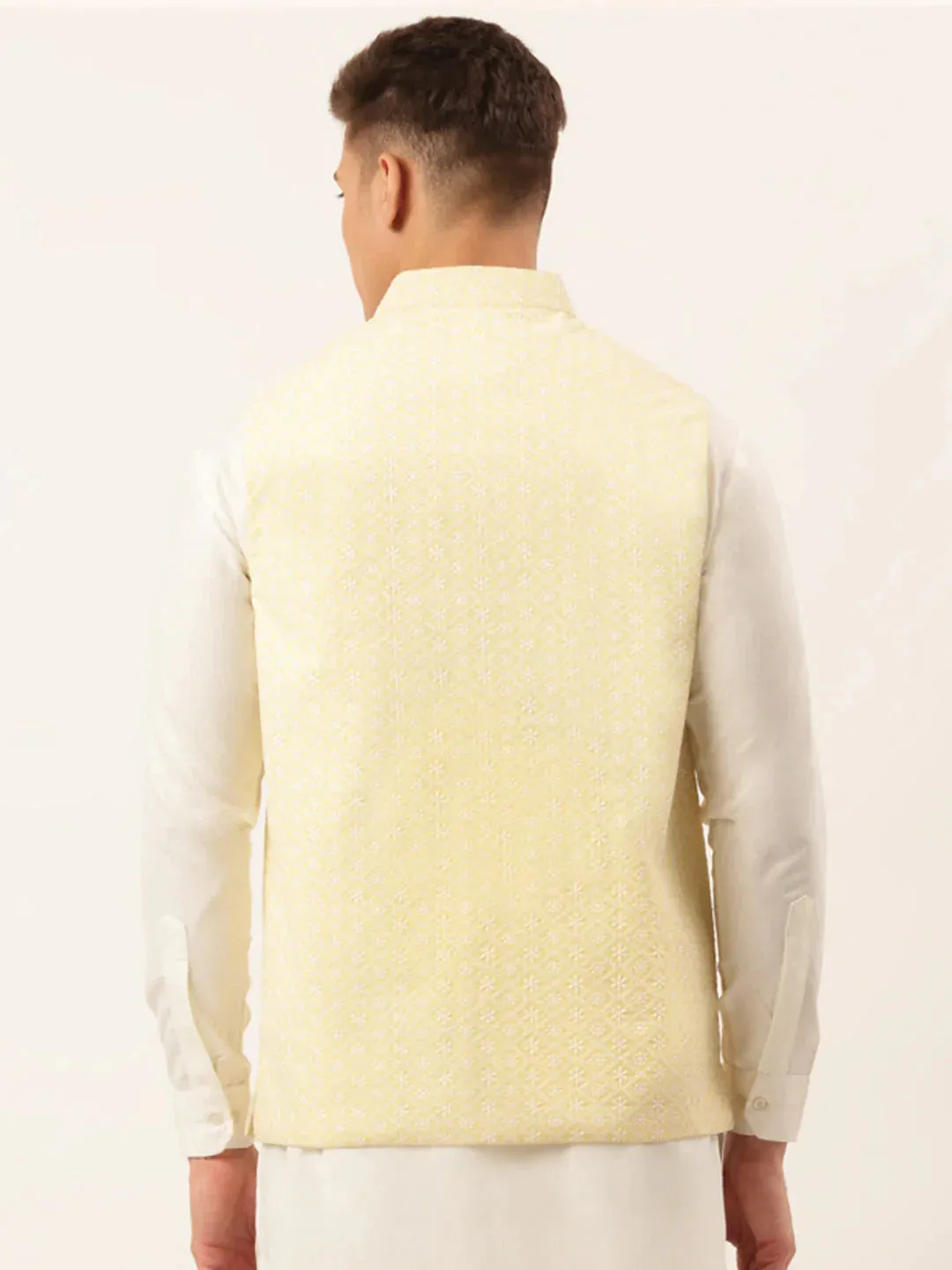 Men'S Lemon Embroidered Nehru Jackets