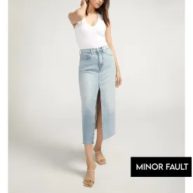 (Minor Fault) Light Blue Front-Slit Midi Jean Skirt