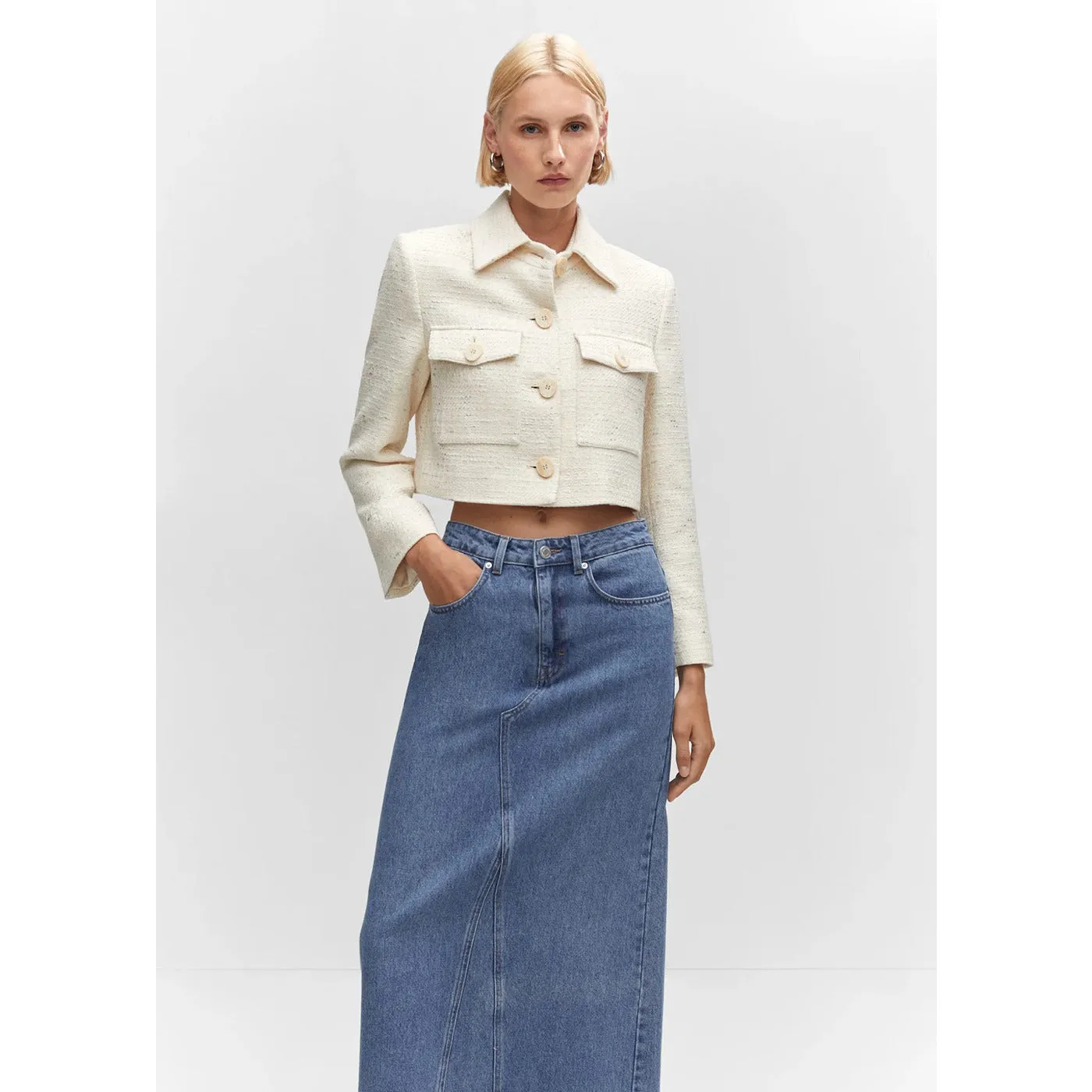 MNG Blue Denim Long Skirt