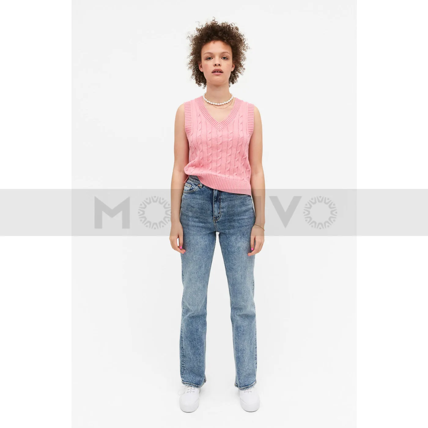 Monki Blue High Waist Flare Jeans