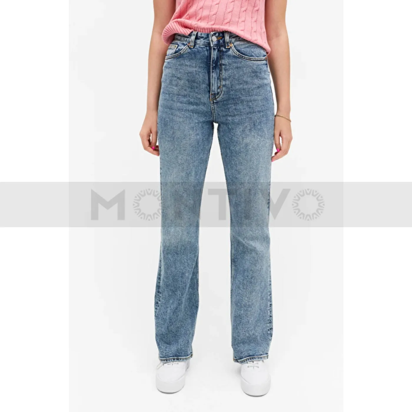 Monki Blue High Waist Flare Jeans