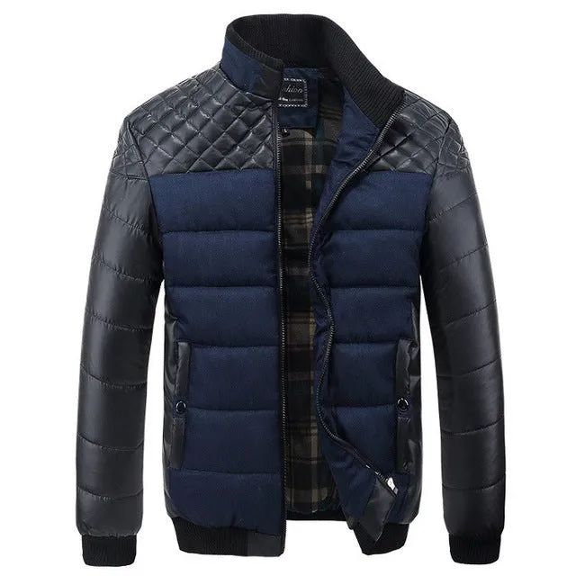 Mountainskin Brand Men's Jackets and Coats 4XL PU Patchwork Designer Jackets Men Outerwear Winter Fashion Male Clothing EDA0116