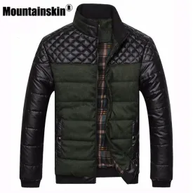 Mountainskin Brand Men's Jackets and Coats 4XL PU Patchwork Designer Jackets Men Outerwear Winter Fashion Male Clothing EDA0116