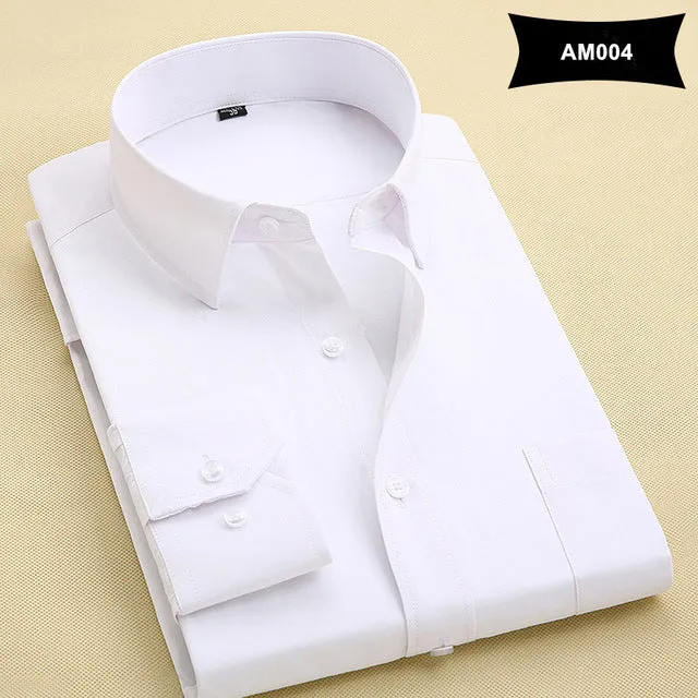 New Arrival Mens Solid Color Turn-Down Collar Shirts Formal Business Fashion Striped Shirt Men Long Sleeve Dress Shirts