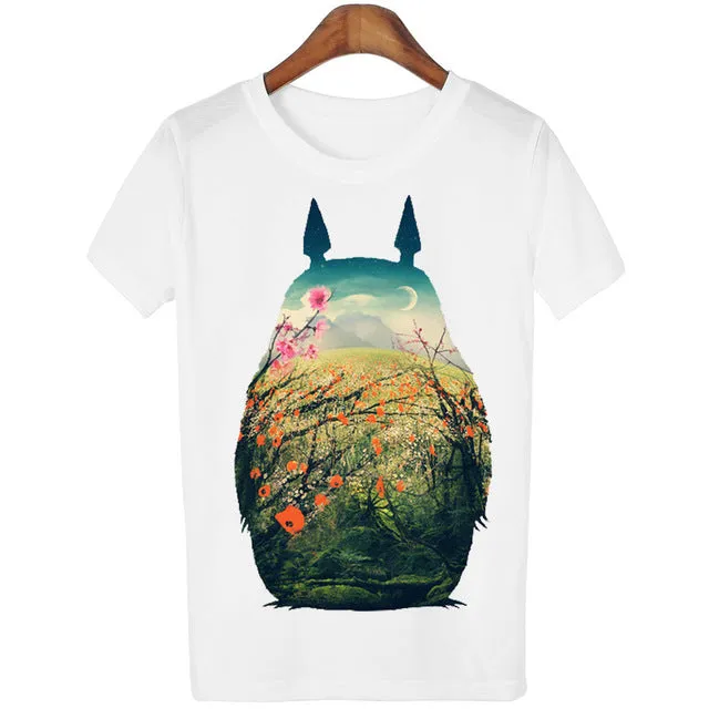 New Cute Totoro T shirt Women Cartoon 3D Harajuku Casual Tops Tees Blusa Plus Size O Neck T-shirt camisetas G