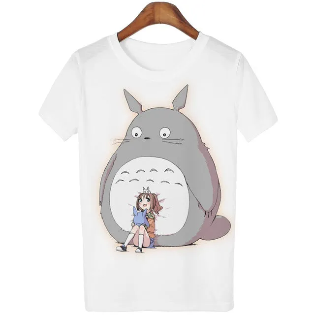 New Cute Totoro T shirt Women Cartoon 3D Harajuku Casual Tops Tees Blusa Plus Size O Neck T-shirt camisetas G