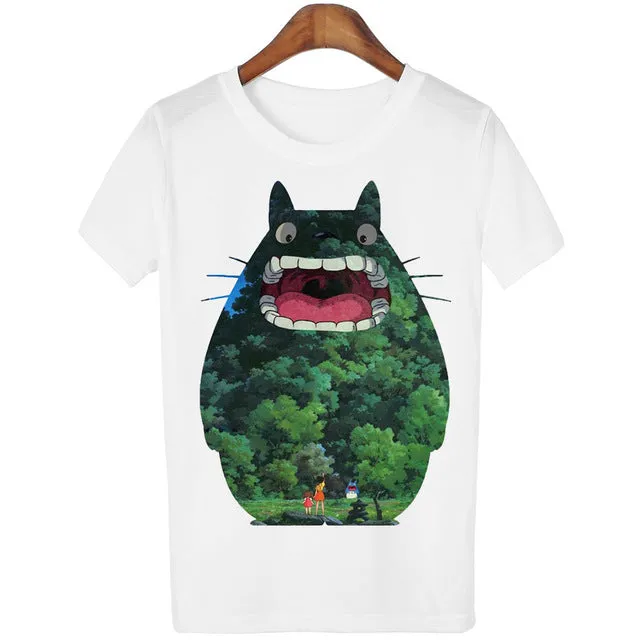 New Cute Totoro T shirt Women Cartoon 3D Harajuku Casual Tops Tees Blusa Plus Size O Neck T-shirt camisetas G