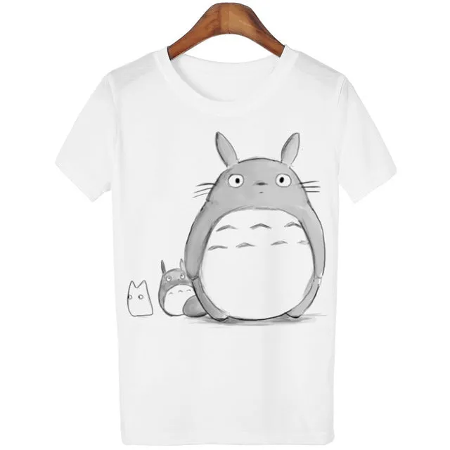 New Cute Totoro T shirt Women Cartoon 3D Harajuku Casual Tops Tees Blusa Plus Size O Neck T-shirt camisetas G