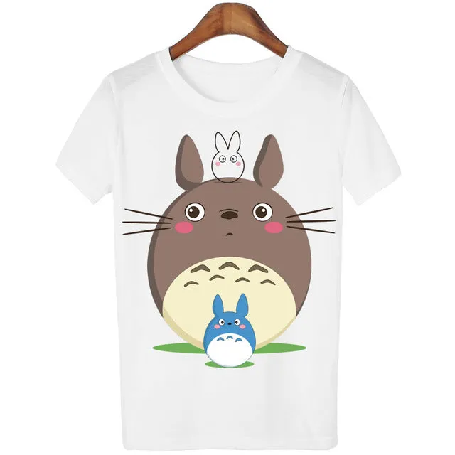 New Cute Totoro T shirt Women Cartoon 3D Harajuku Casual Tops Tees Blusa Plus Size O Neck T-shirt camisetas G