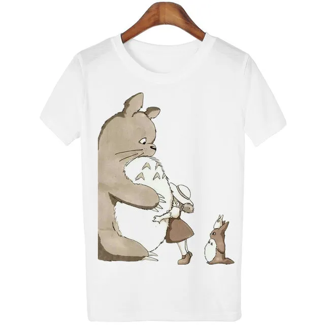 New Cute Totoro T shirt Women Cartoon 3D Harajuku Casual Tops Tees Blusa Plus Size O Neck T-shirt camisetas G